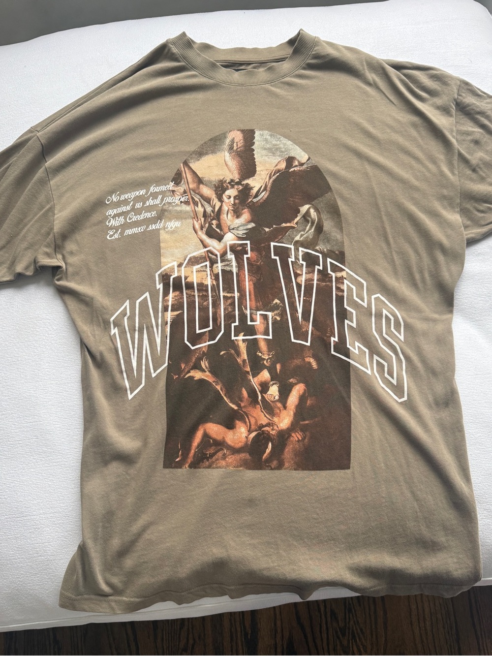 Darc Sport Olive Graphic 'WOLVES' Crewneck Tee